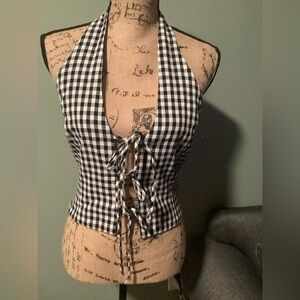 Forever 21 back halter checkered top Size M NWT Women/Junior